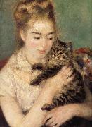 Pierre-Auguste Renoir Woman with a Cat oil painting reproduction